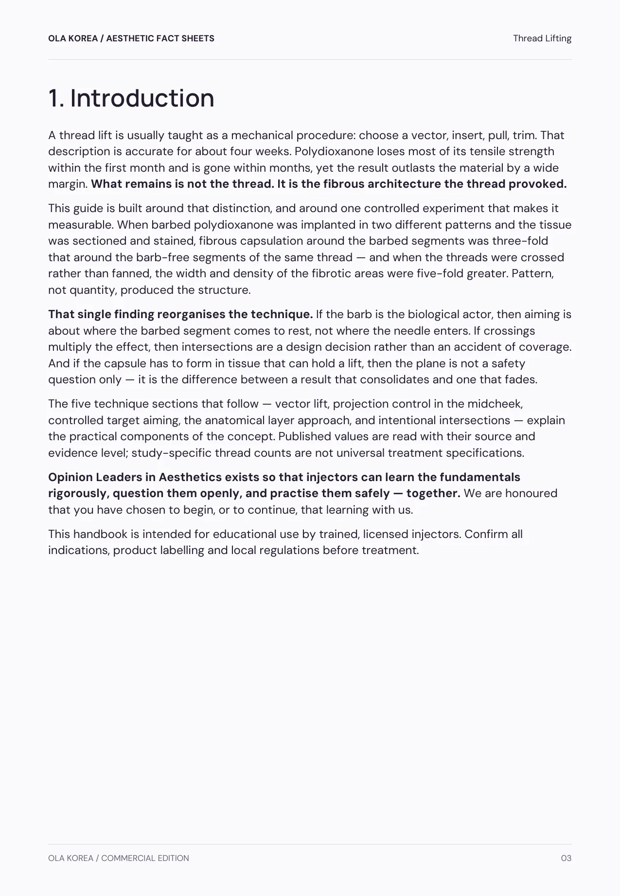 Thread Lifting — 1. Introduction, PDF page 3: Why the result outlasts the thread: the fibrous architecture it provokes.