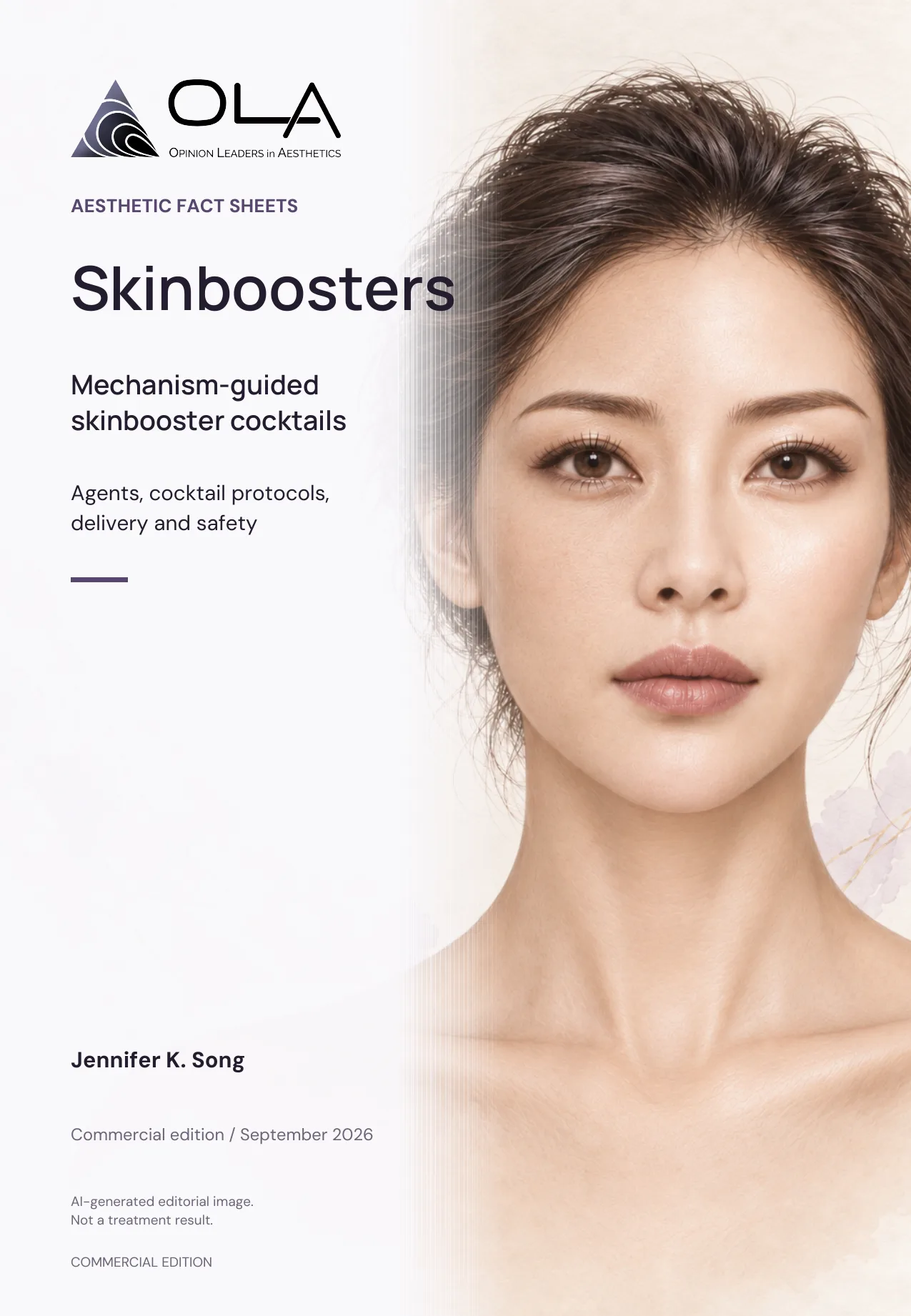 Skinboosters — Cover, PDF page 1: Cover — mechanism-guided skinbooster cocktails, by Jennifer K. Song.